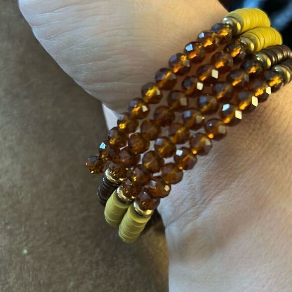 Vintage‎ Brown Beaded Wire Wrap Bracelet with Thread Spun Accents. - Picture 2 of 7